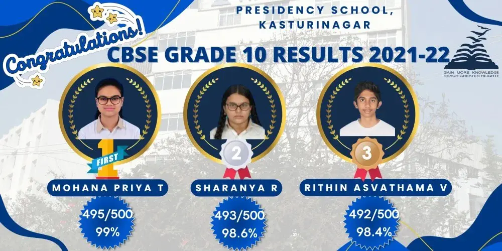 CBES Grade 10 Results 2021-22 - Presidency School Kasturi Nagar